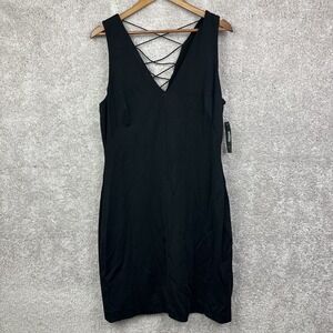 Lauren Ralph Lauren Sheath Dress Black Maroon 16 Sleeveless V Neck Cage Back NWT